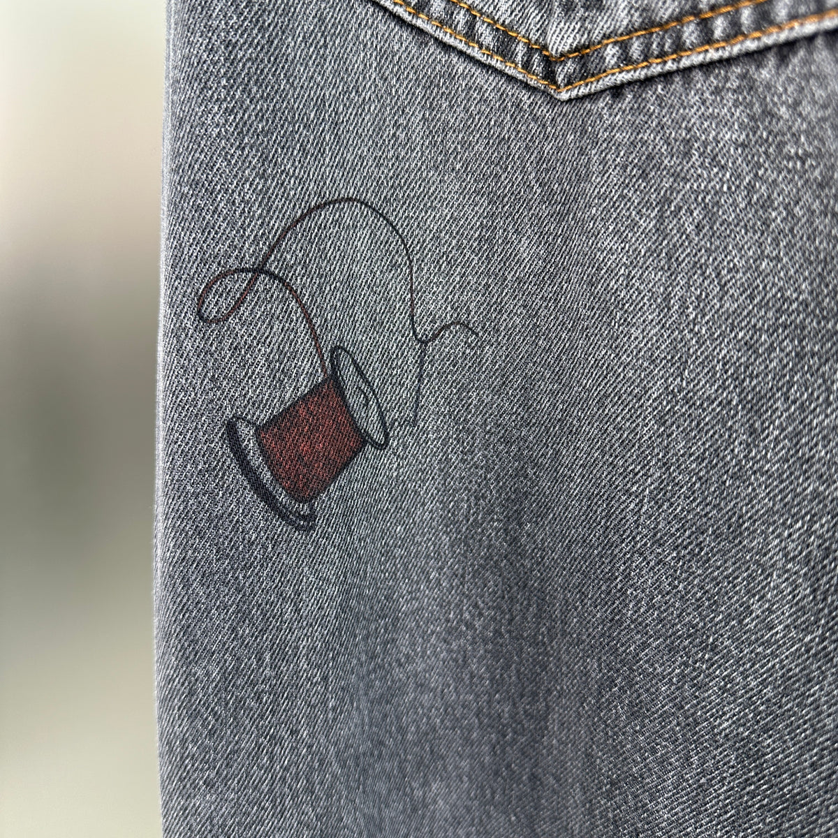 Balenciaga Crest & Artwork Embroidered Baggy Denim Pants
