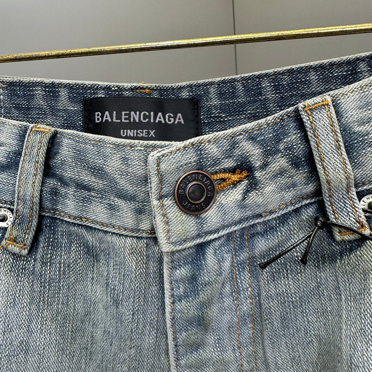 Balenciaga Faded Blue Flame Tribal Wide-Leg Denim