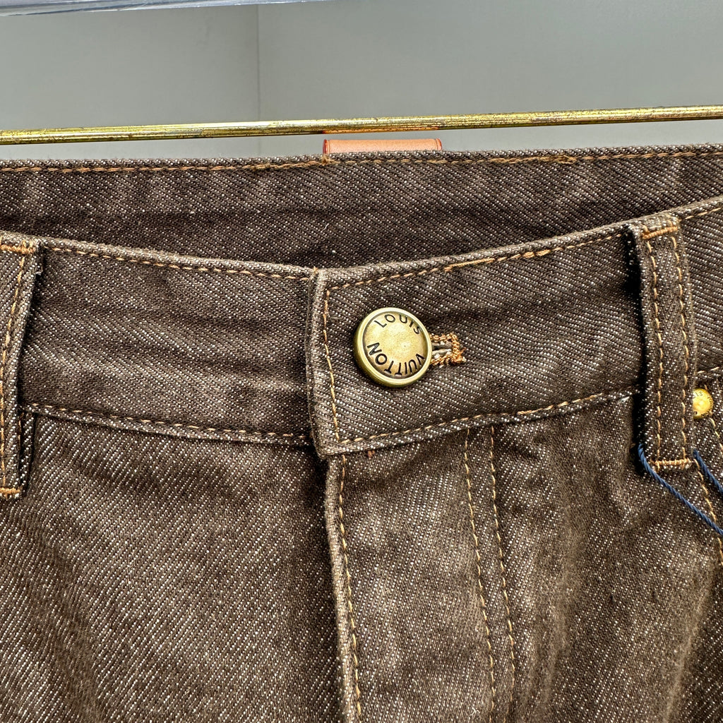 Louis Vuitton Earth Brown Whiskered Straight Denim Trousers