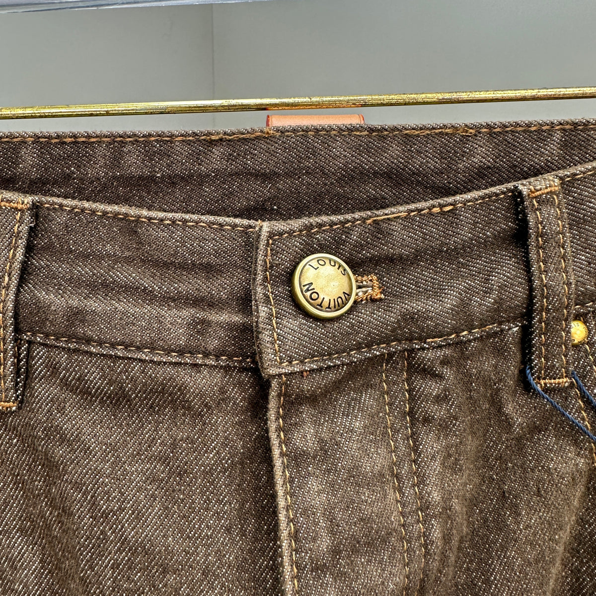 Louis Vuitton Earth Brown Whiskered Straight Denim Trousers