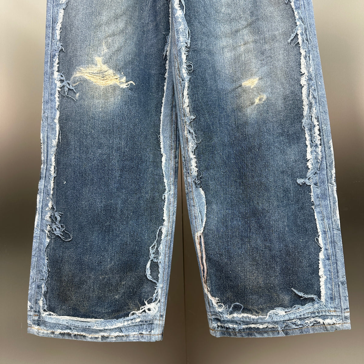 Acne Studios Deconstructed Frayed Denim Panel Jeans