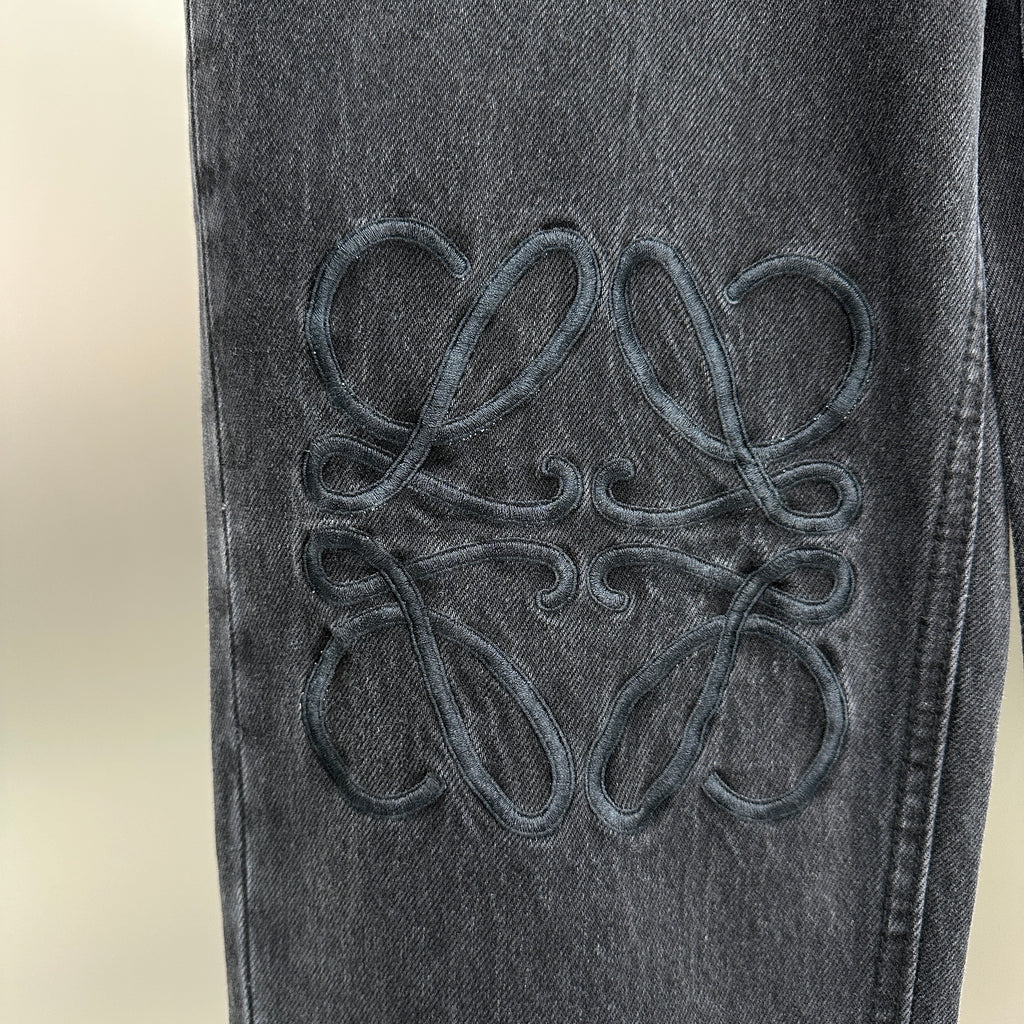 Loewe Anagram Patchwork Straight Denim Pants – Charcoal Black