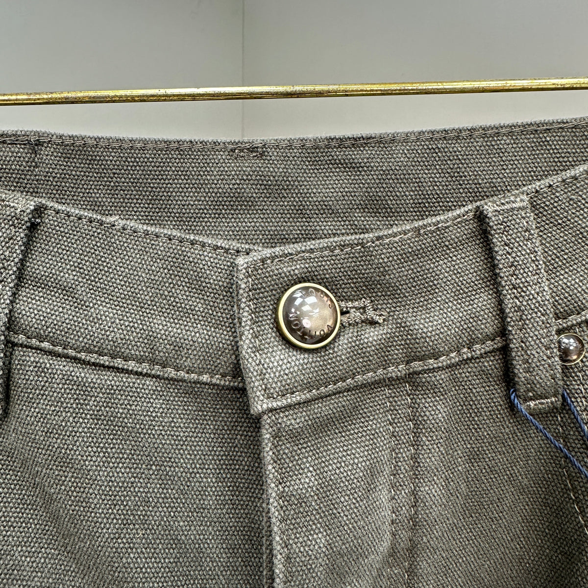 Louis Vuitton Double-Knee Faded Black Denim Trousers with Monogram Cuffs