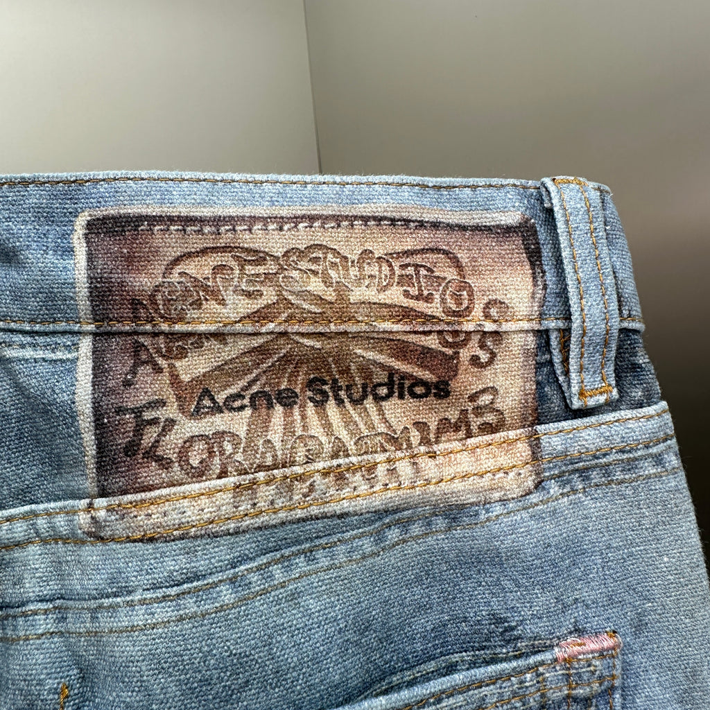 Acne Studios Deconstructed Frayed Denim Panel Jeans