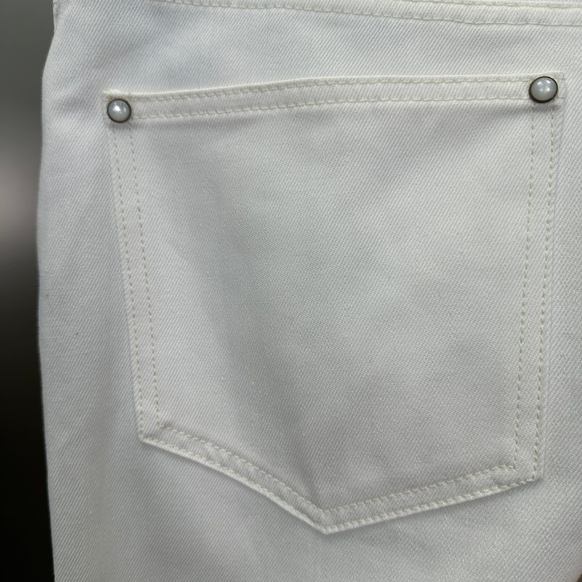 Louis Vuitton Classic Fit White Denim Pants with Tan Logo Patch
