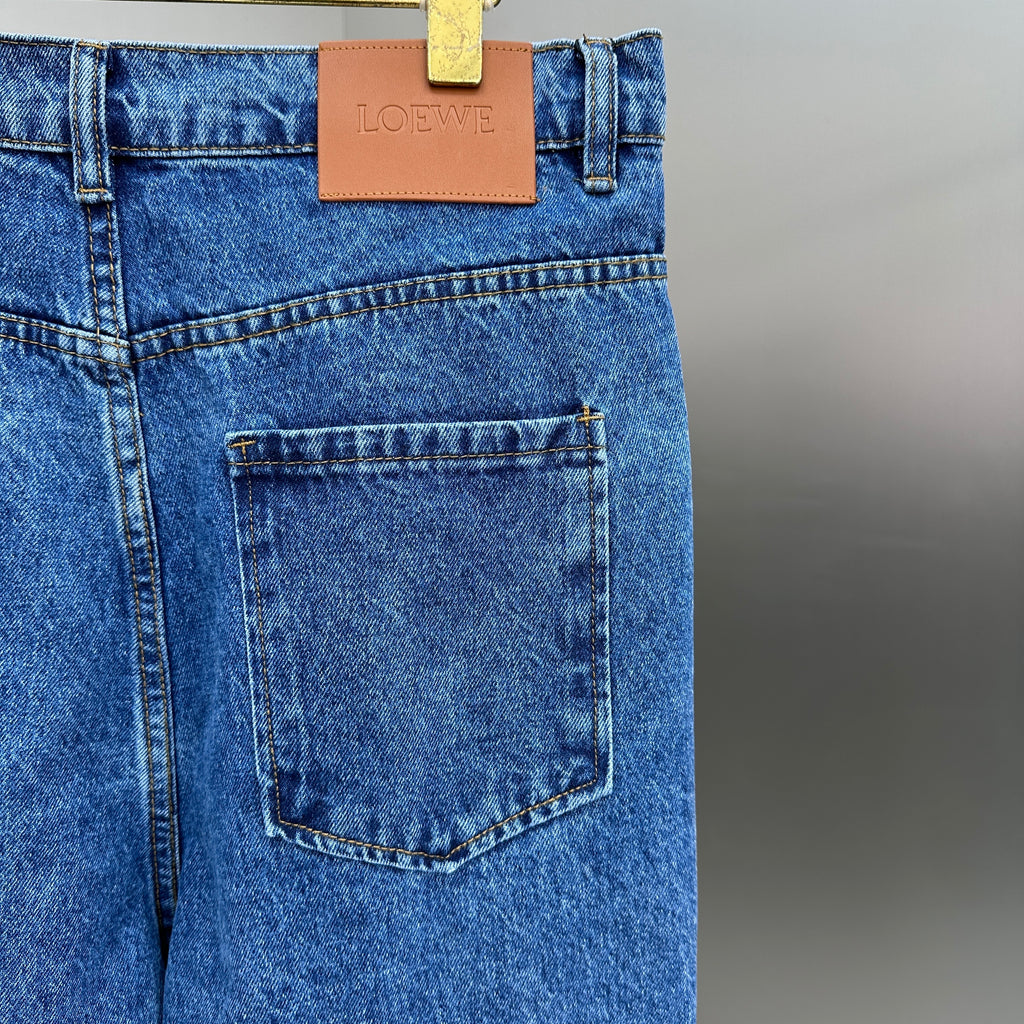 Loewe Anagram Patchwork Straight Denim Pants – Mid-Blue Wash