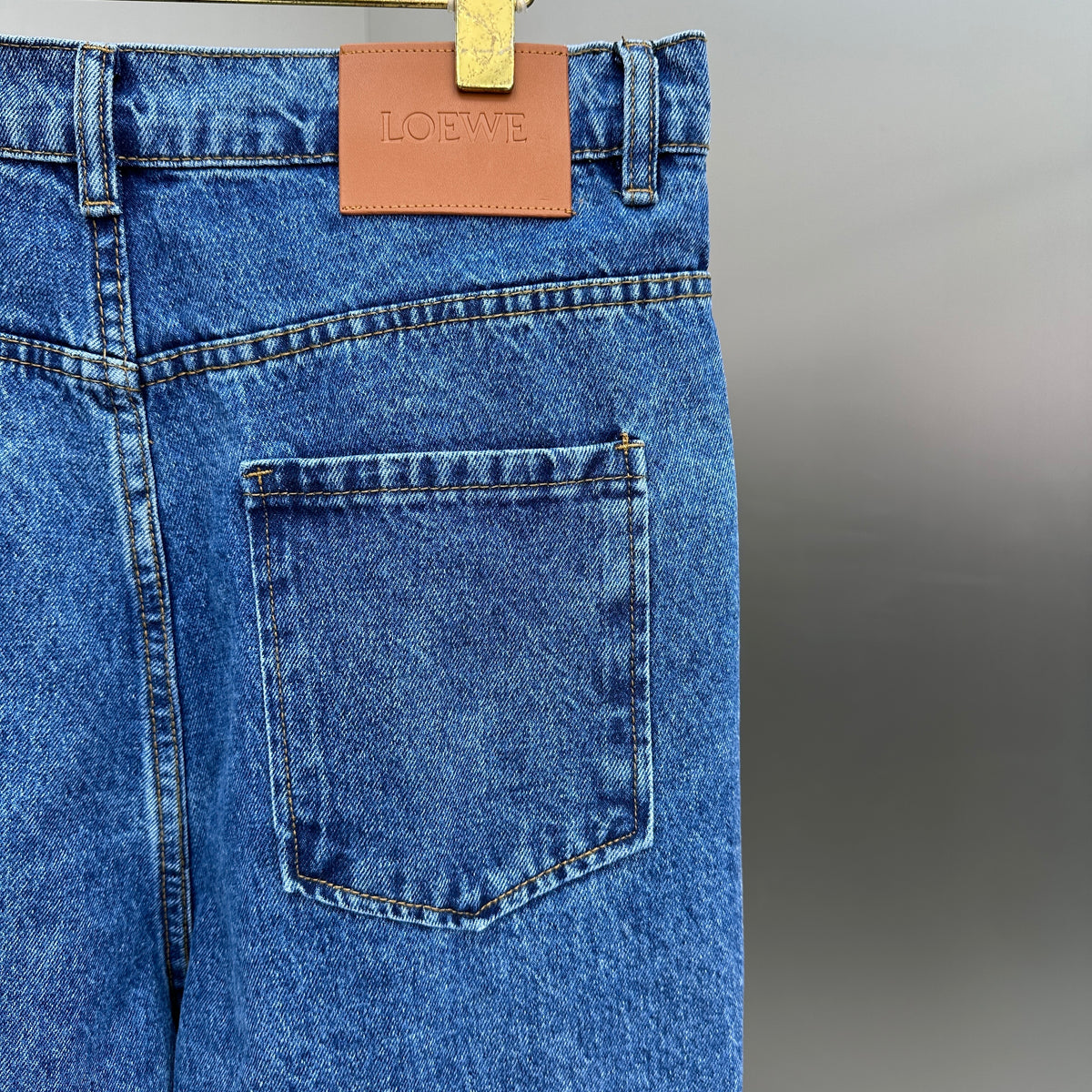 Loewe Anagram Patchwork Straight Denim Pants – Mid-Blue Wash