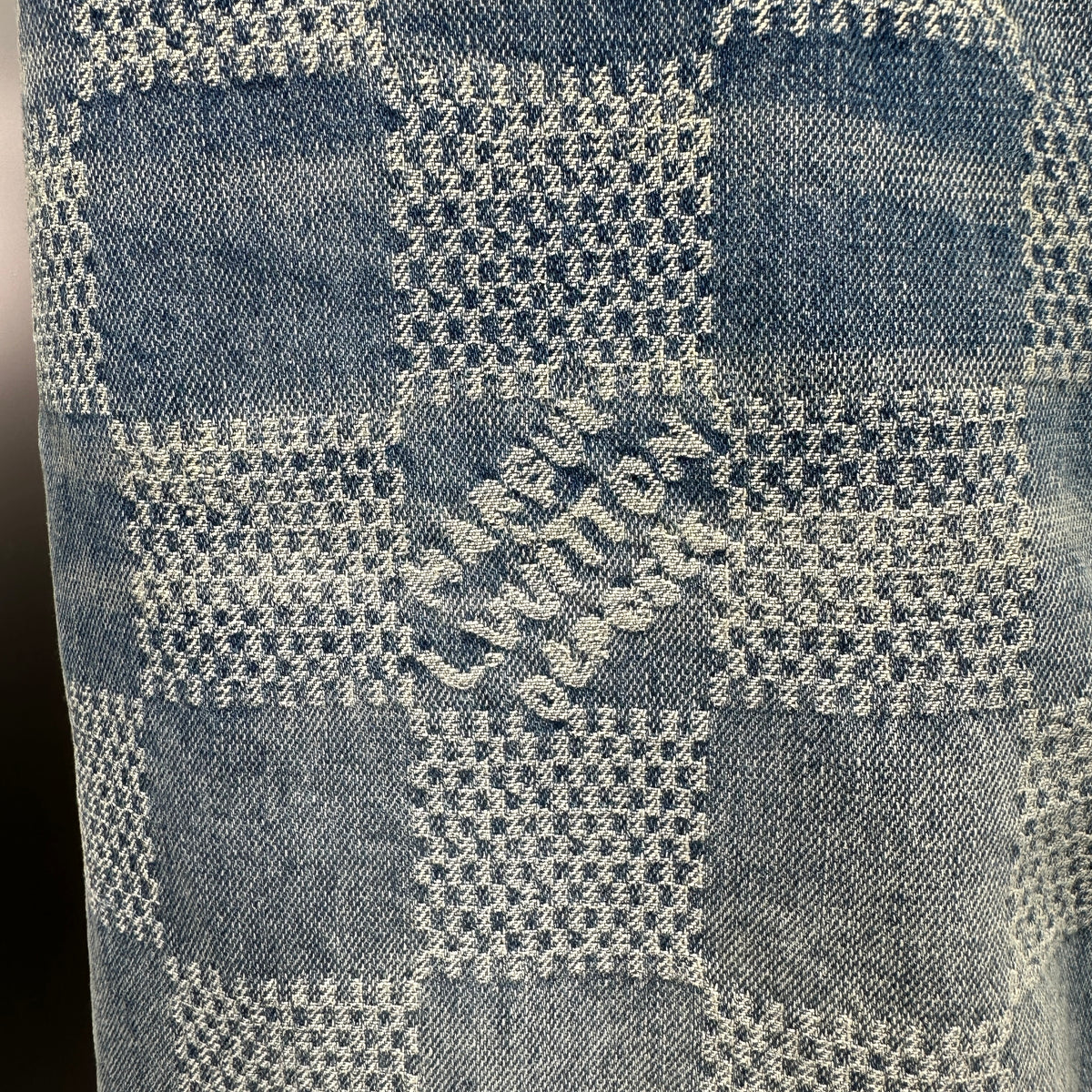 Louis Vuitton Bleached Damier Pattern Denim Trousers with Heritage Inscription