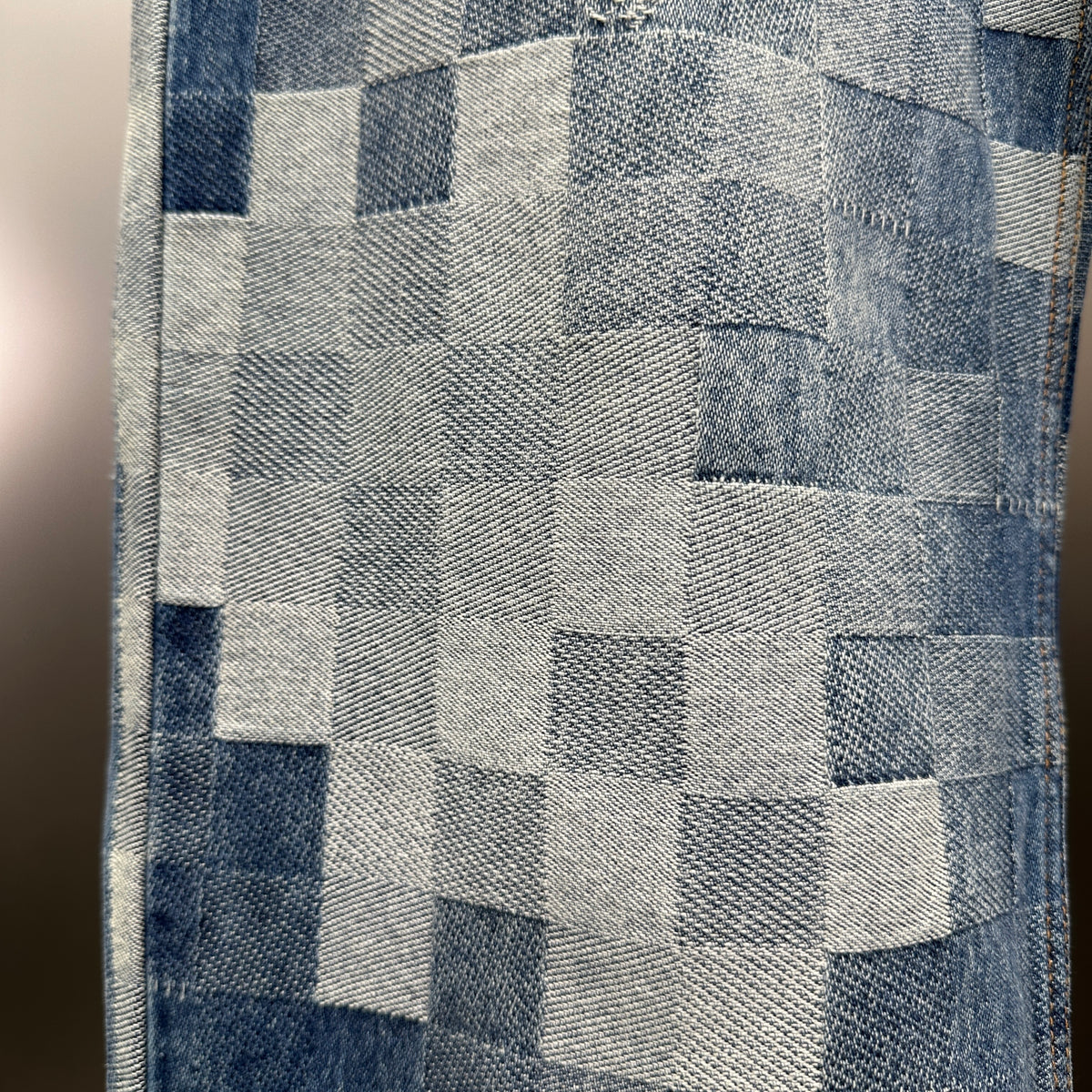 Louis Vuitton Pixelated Damier Indigo Denim Trousers with Heritage Signature