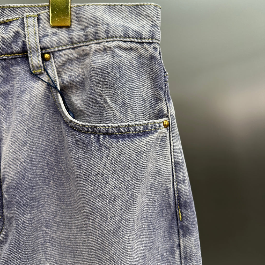 Louis Vuitton Faded Violet Denim Trousers with Leather Pocket Patch