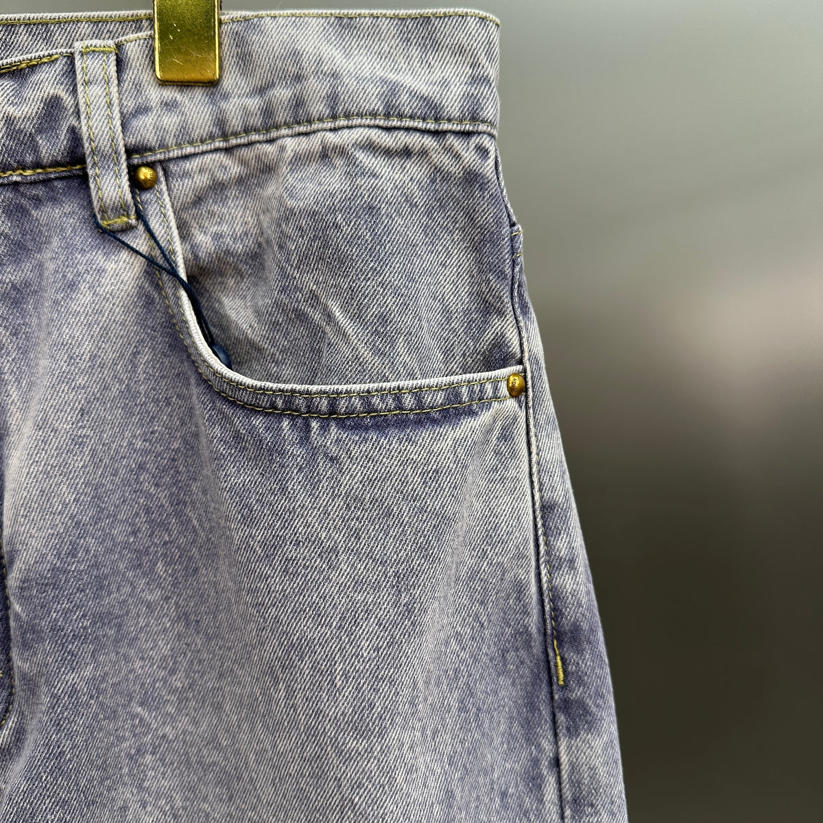 Louis Vuitton Faded Violet Denim Trousers with Leather Pocket Patch