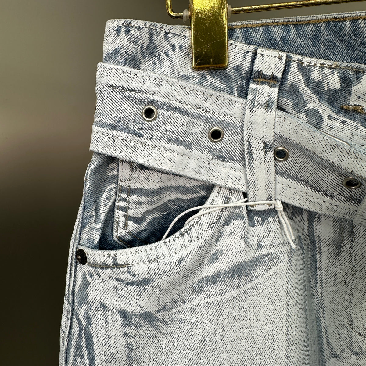 Acne Studios High-Waisted Wide-Leg Denim Pants with Matching Belt
