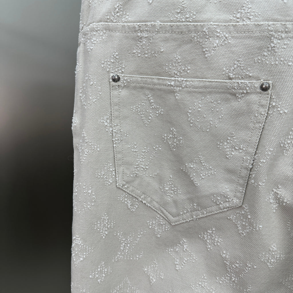 Louis Vuitton All-Over Monogram Embossed Off-White Denim Pants