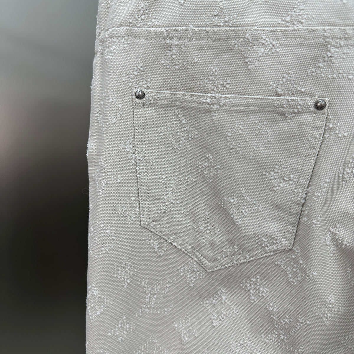 Louis Vuitton All-Over Monogram Embossed Off-White Denim Pants