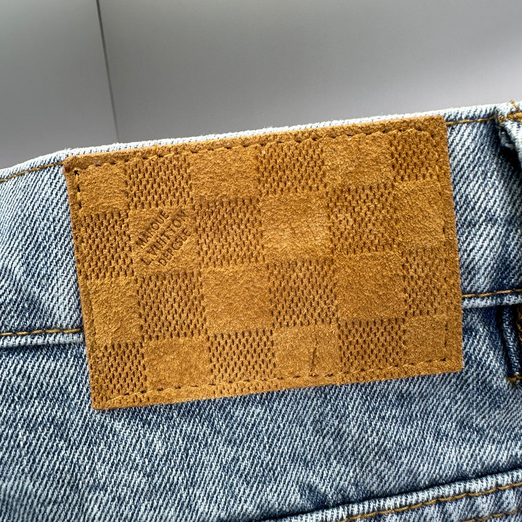 Louis Vuitton Light Indigo Denim Trousers with Heritage Leather LV Patch