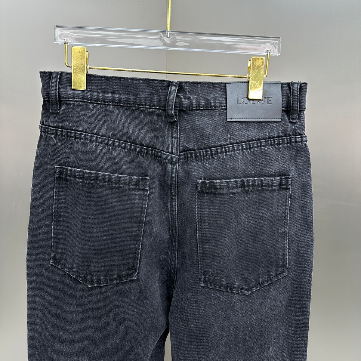 Loewe Anagram Patchwork Straight Denim Pants – Charcoal Black