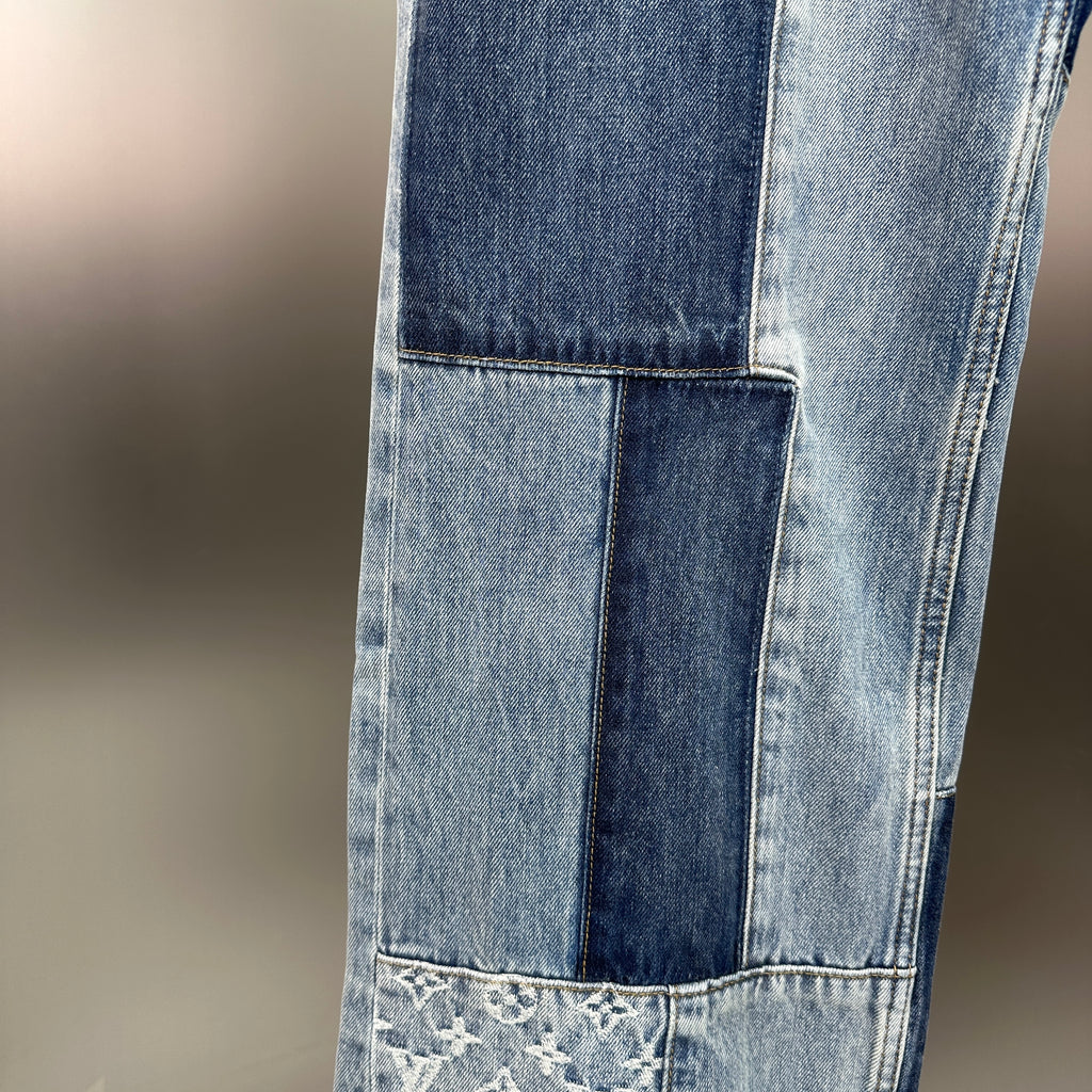Louis Vuitton Multi-Wash Monogram Denim Trousers with Raw Hem