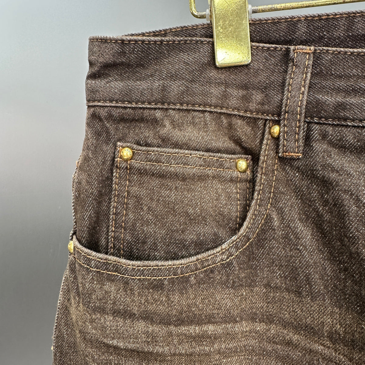 Louis Vuitton Earth Brown Whiskered Straight Denim Trousers