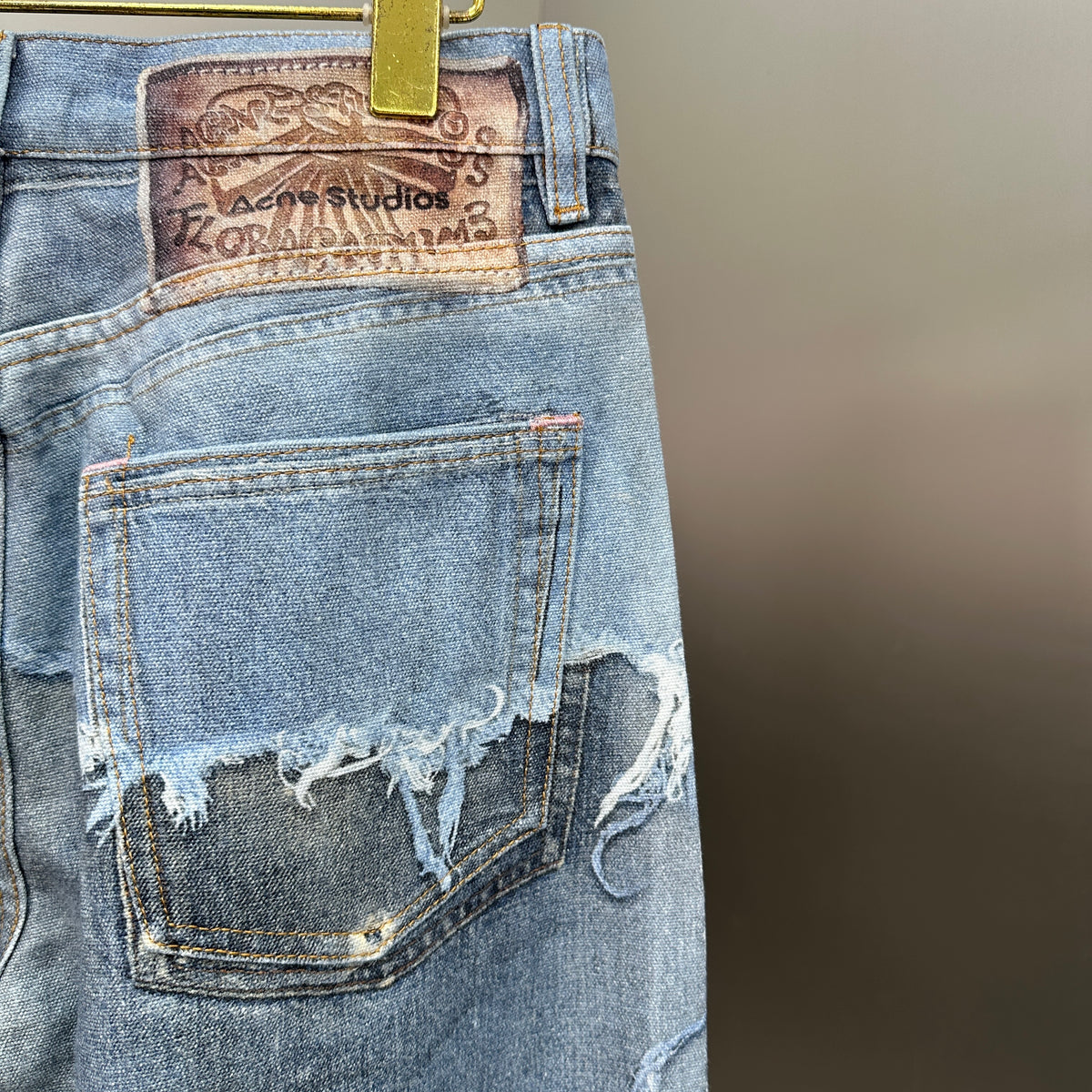 Acne Studios Deconstructed Frayed Denim Panel Jeans