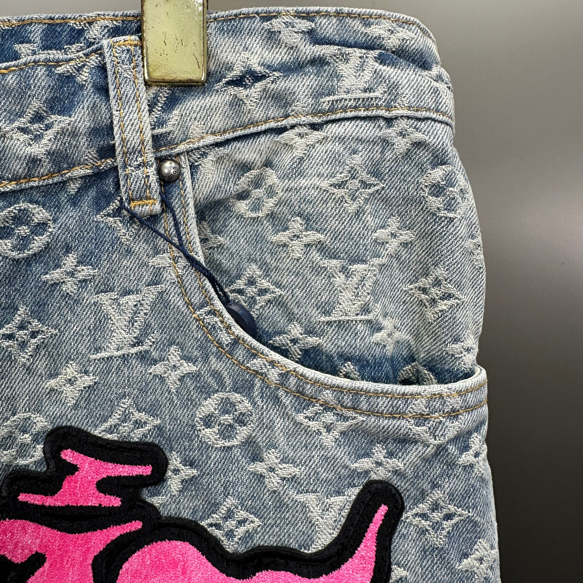 Louis Vuitton Neon Graffiti Logo Monogram Denim Trousers – Bleached Indigo