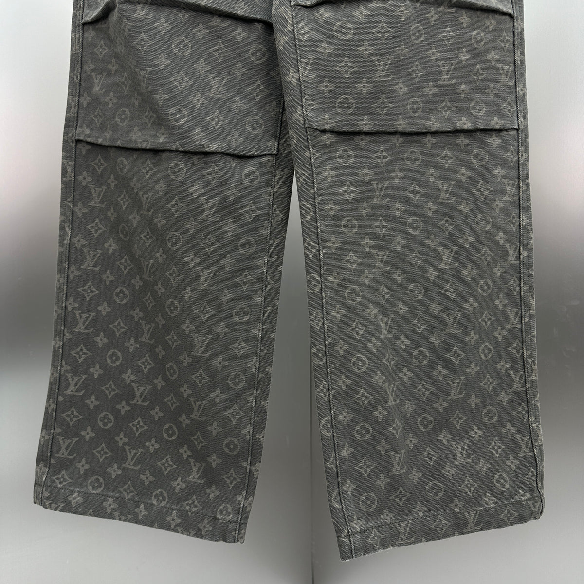 Louis Vuitton All-Over Monogram Charcoal Workwear Denim Trousers