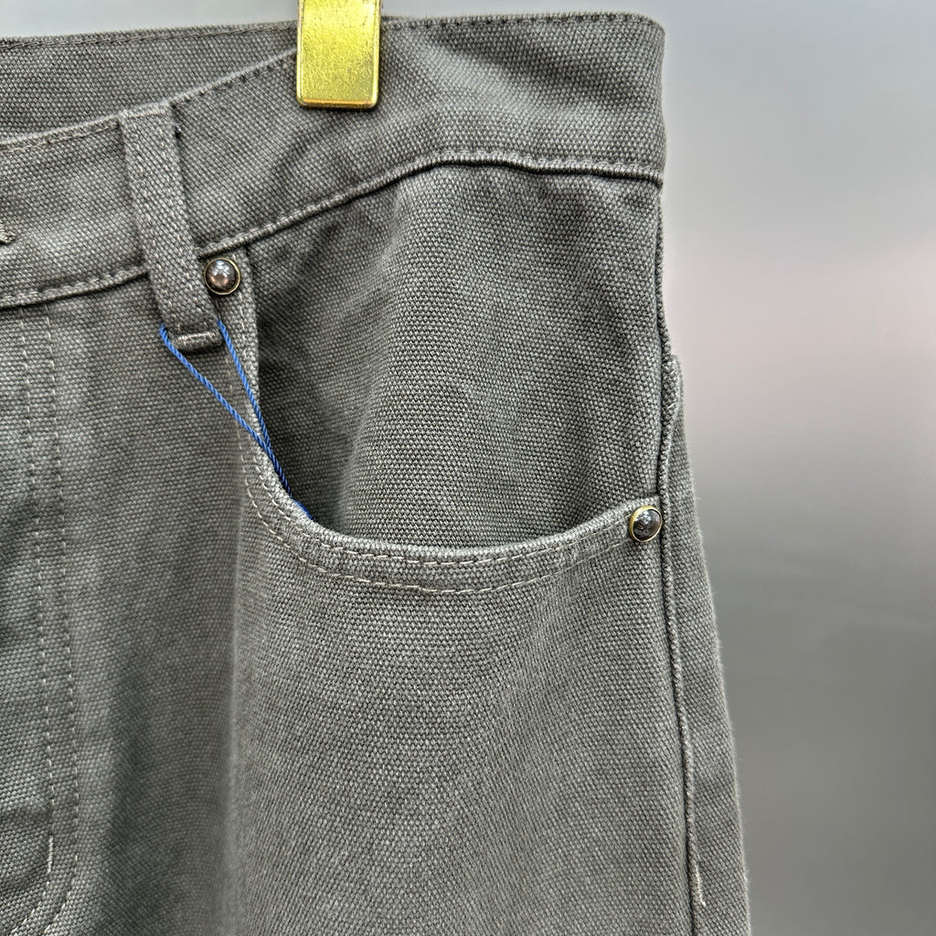 Louis Vuitton Double-Knee Faded Black Denim Trousers with Monogram Cuffs