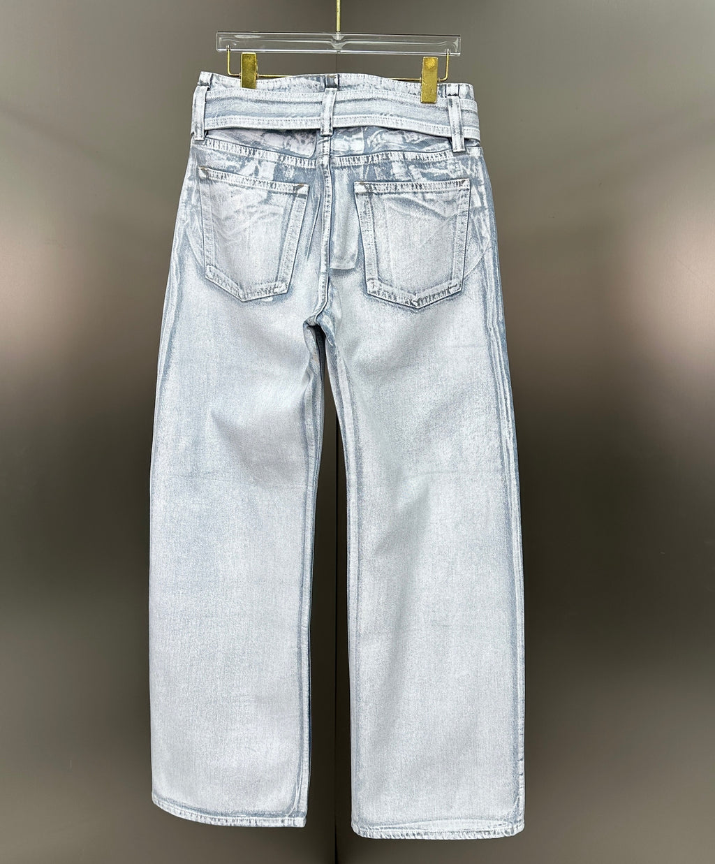 Acne Studios High-Waisted Wide-Leg Denim Pants with Matching Belt
