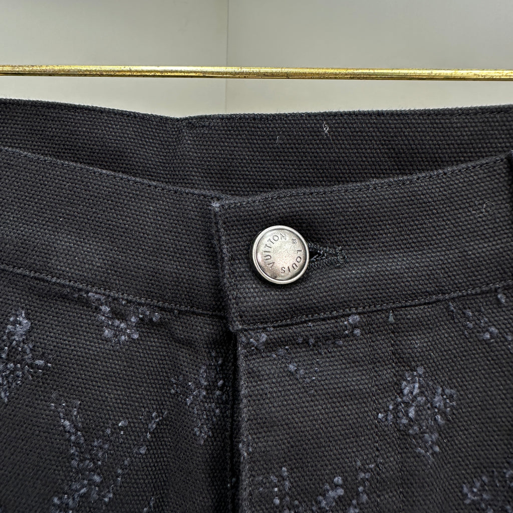 Louis Vuitton All-Over Monogram Embossed Black Denim Pants