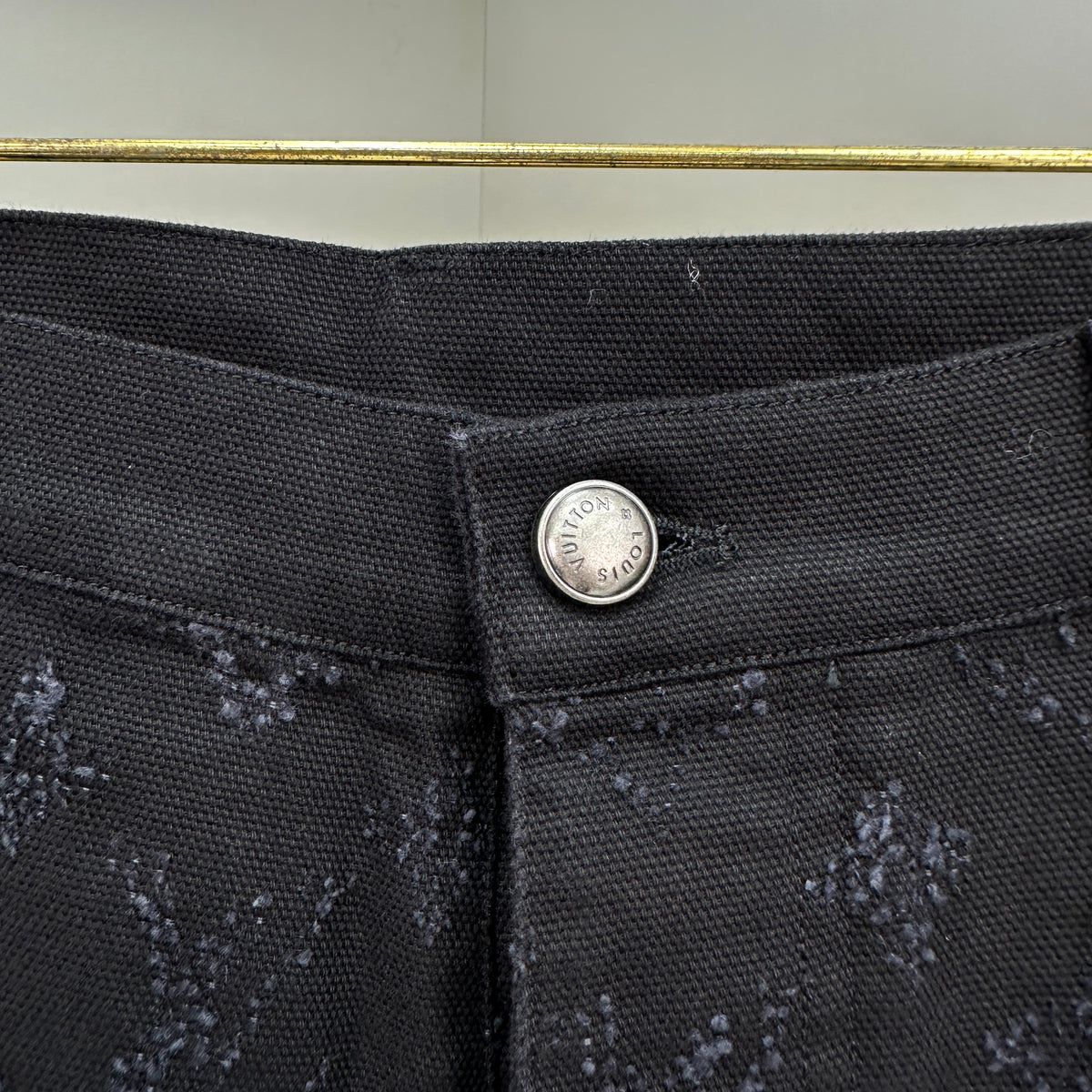 Louis Vuitton All-Over Monogram Embossed Black Denim Pants