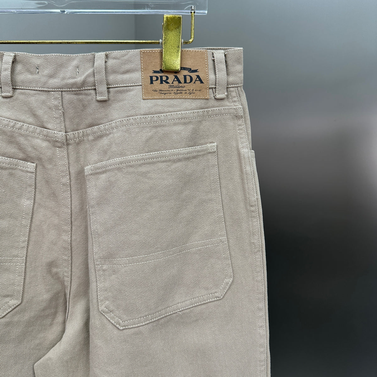 Prada Minimalist Beige Cotton Straight Denim Pants