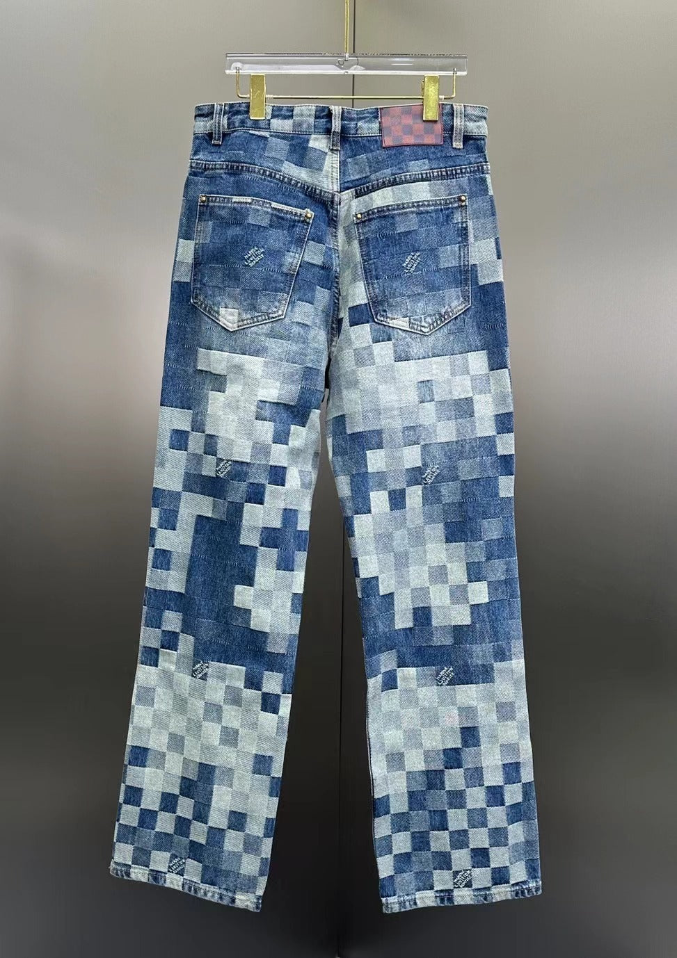Louis Vuitton Pixelated Damier Indigo Denim Trousers with Heritage Signature
