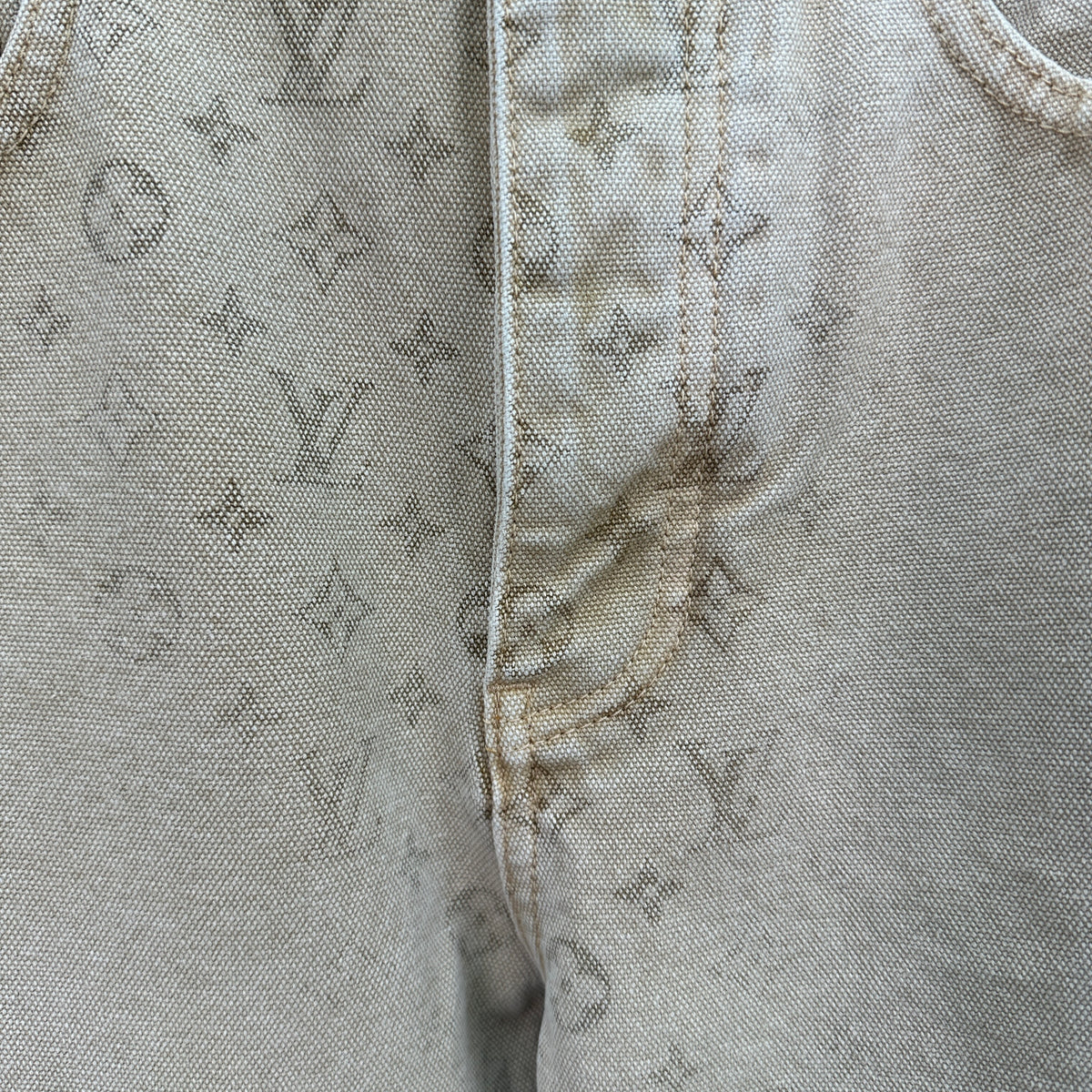 Louis Vuitton Vintage Tint Monogram Printed Straight Denim Pants