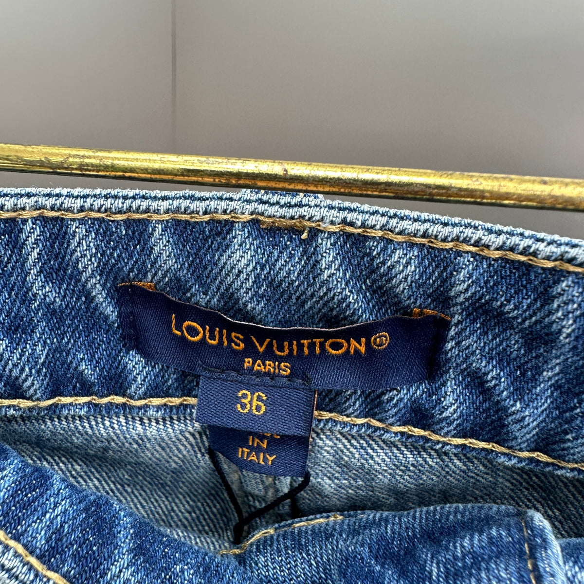 Louis Vuitton Silver LV Monogram Pocket Wide-Leg Denim Trousers