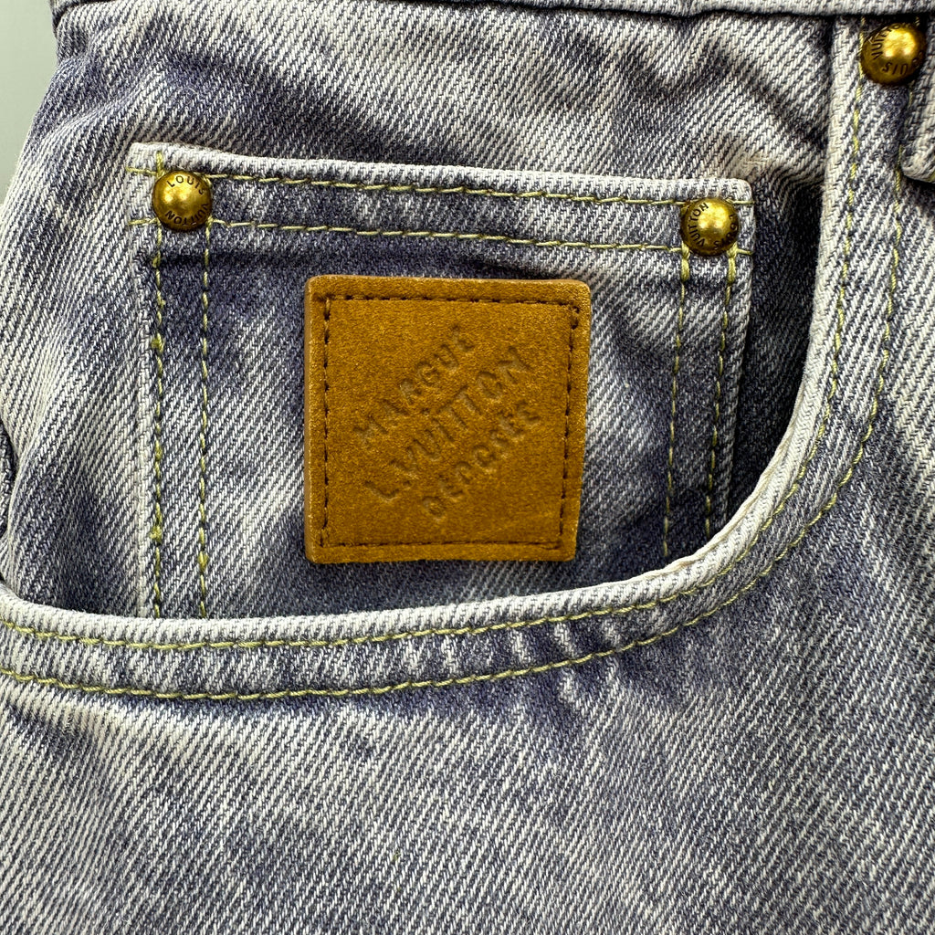 Louis Vuitton Faded Violet Denim Trousers with Leather Pocket Patch