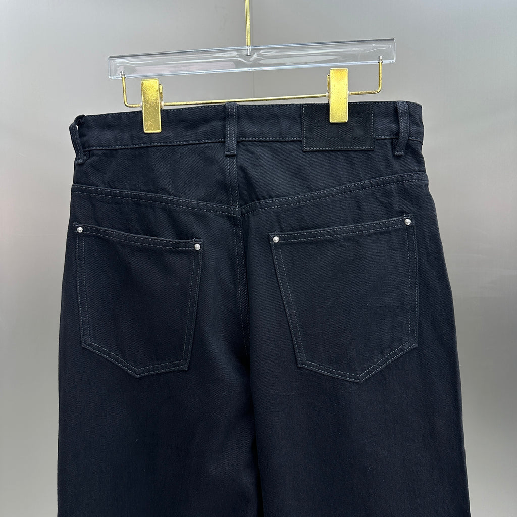 Louis Vuitton Cut-Out Monogram Jacquard Double-Knee Denim Trousers