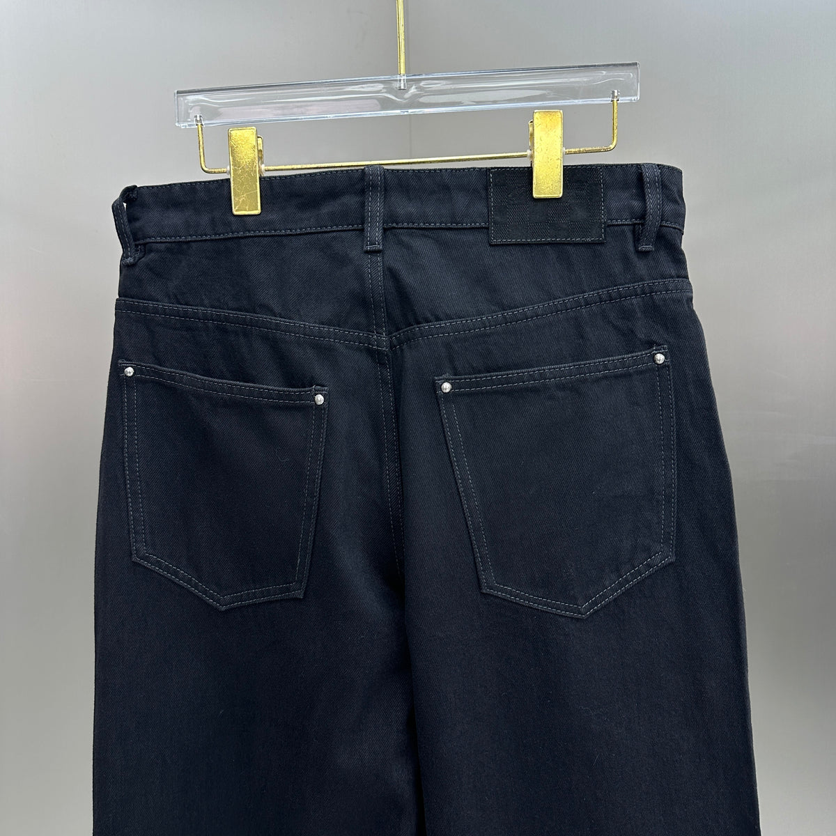 Louis Vuitton Cut-Out Monogram Jacquard Double-Knee Denim Trousers