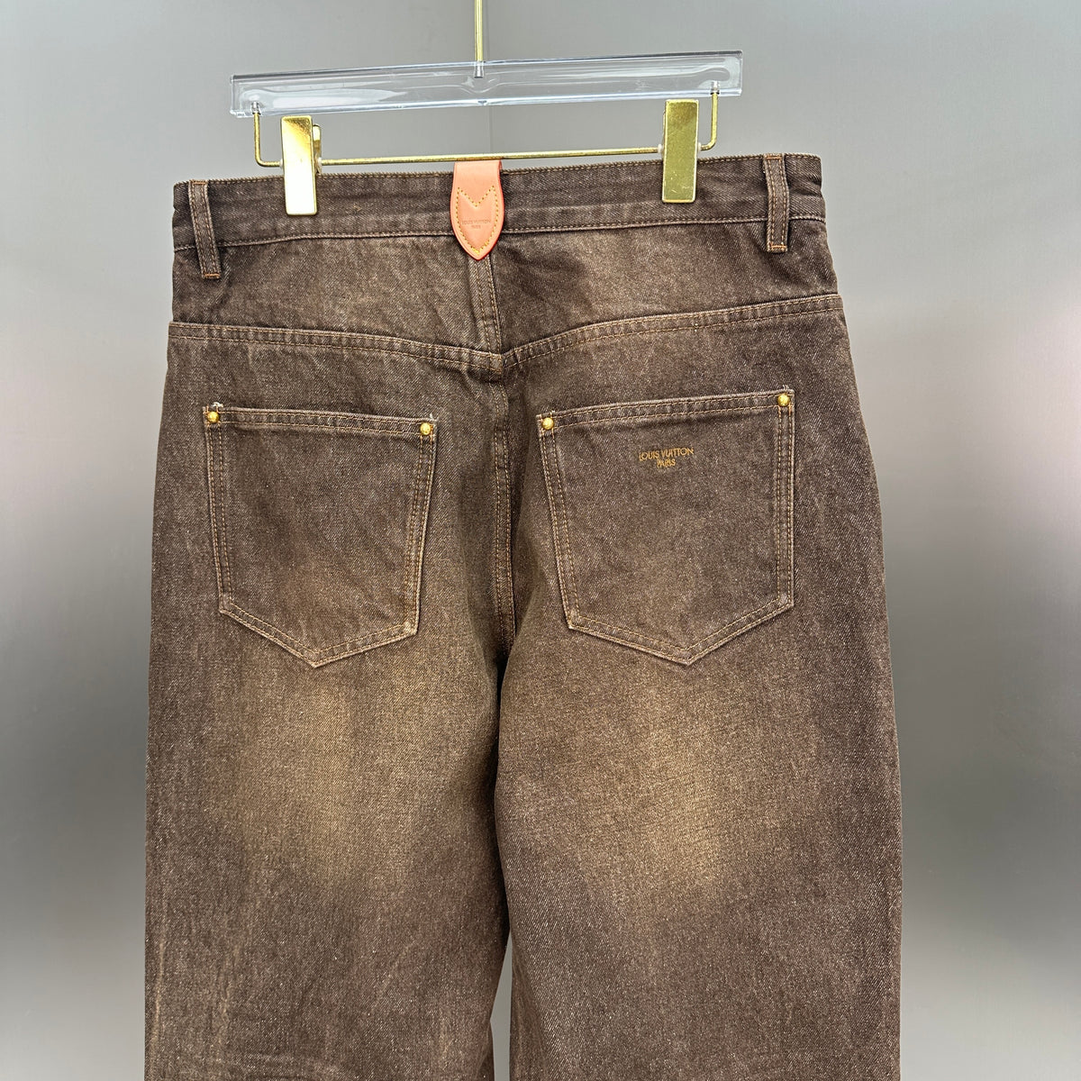 Louis Vuitton Earth Brown Whiskered Straight Denim Trousers