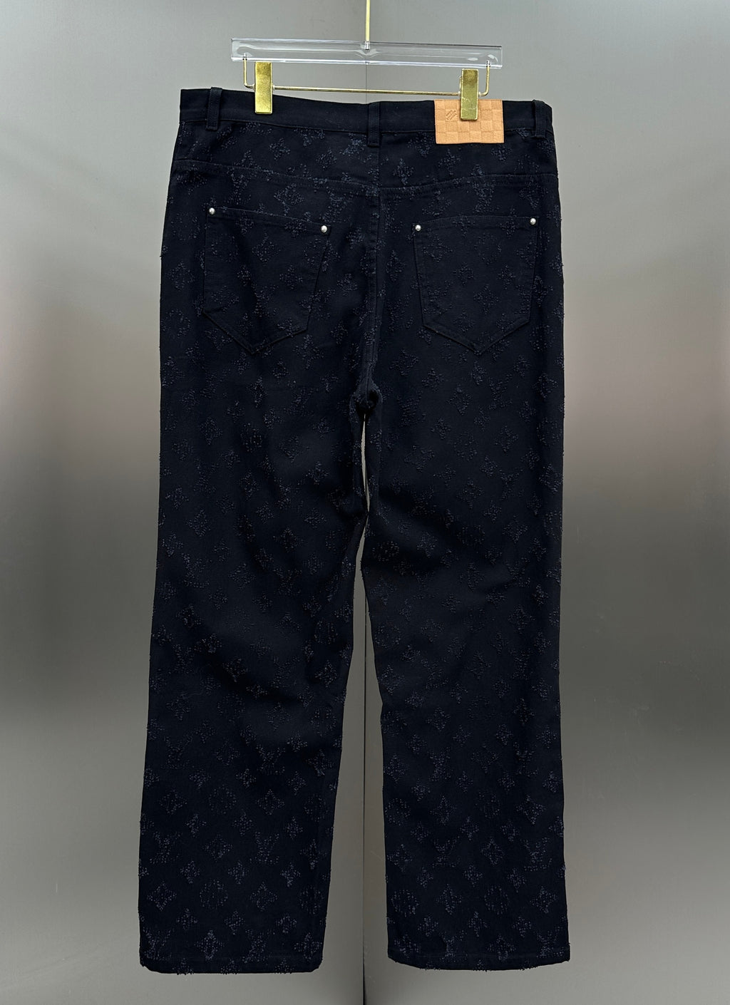 Louis Vuitton All-Over Monogram Embossed Black Denim Pants