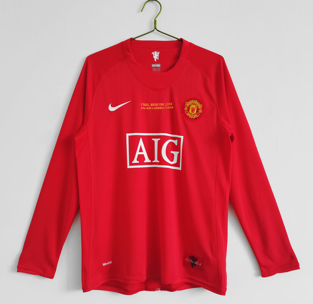 Manchester United 1ra Equipación 2007/08 Manga Larga Edición Final Champions