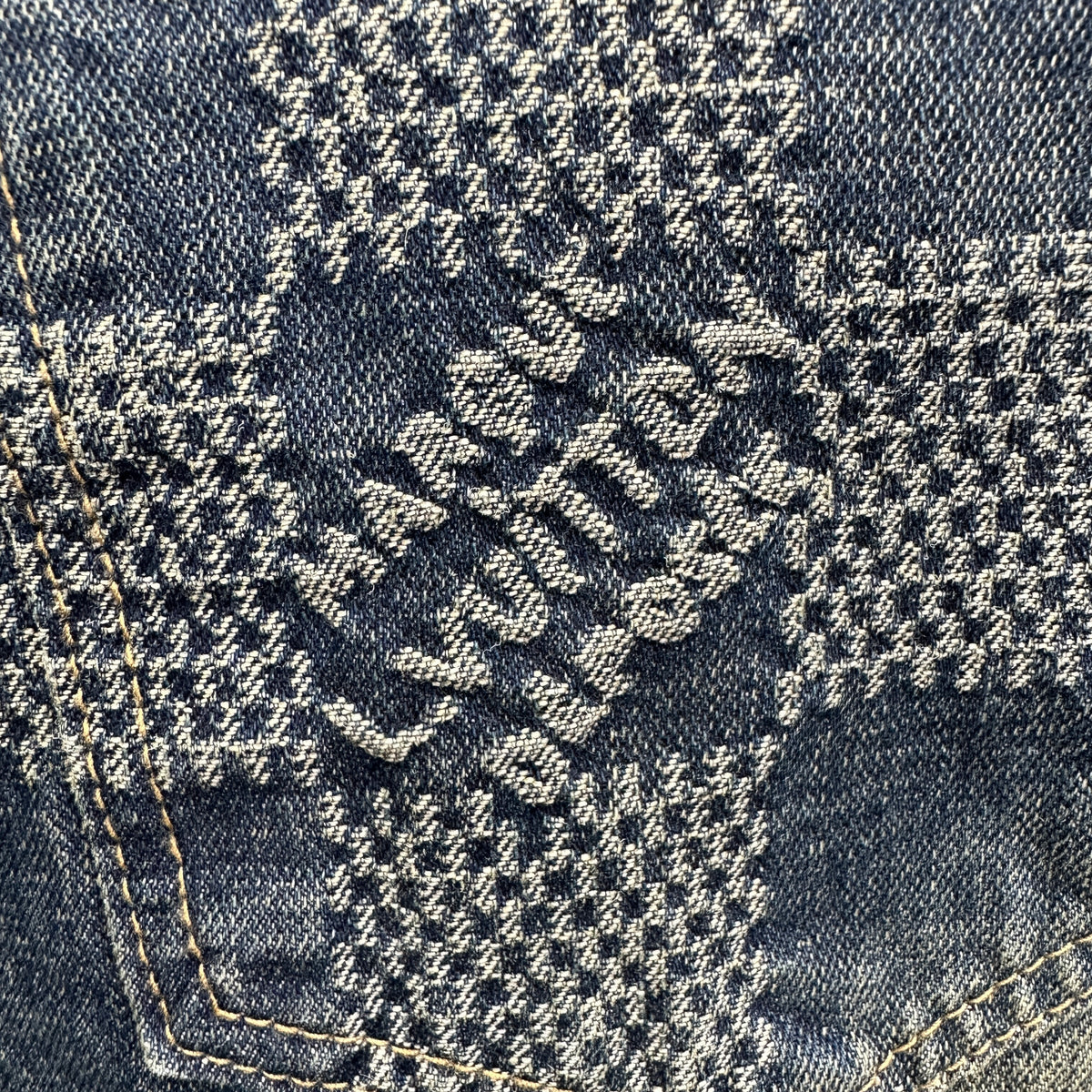 Louis Vuitton Vintage Tinted Damier Denim Trousers with Heritage Inscription