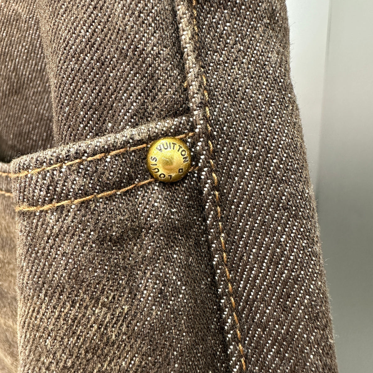 Louis Vuitton Earth Brown Whiskered Straight Denim Trousers