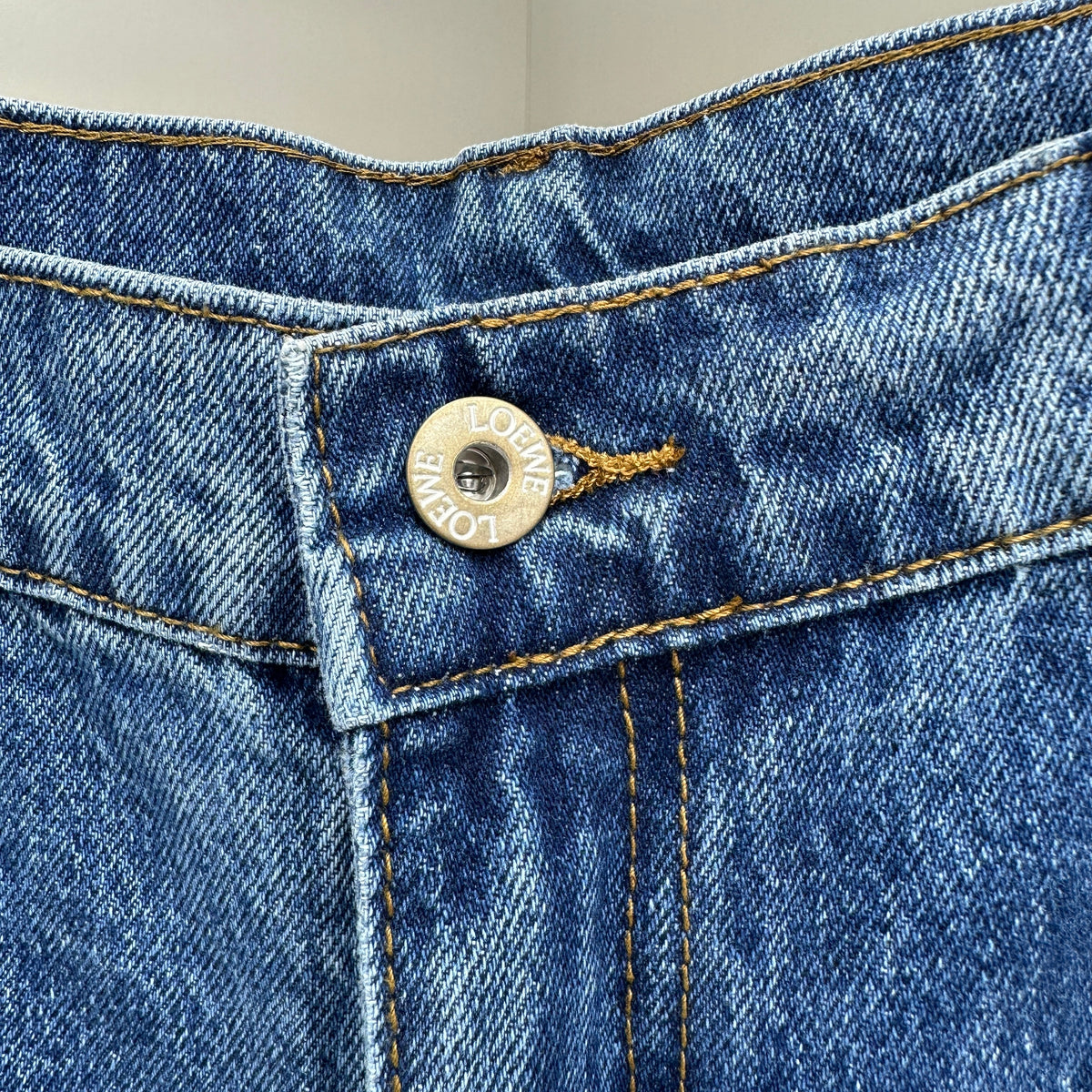 Loewe Anagram Patchwork Straight Denim Pants – Mid-Blue Wash