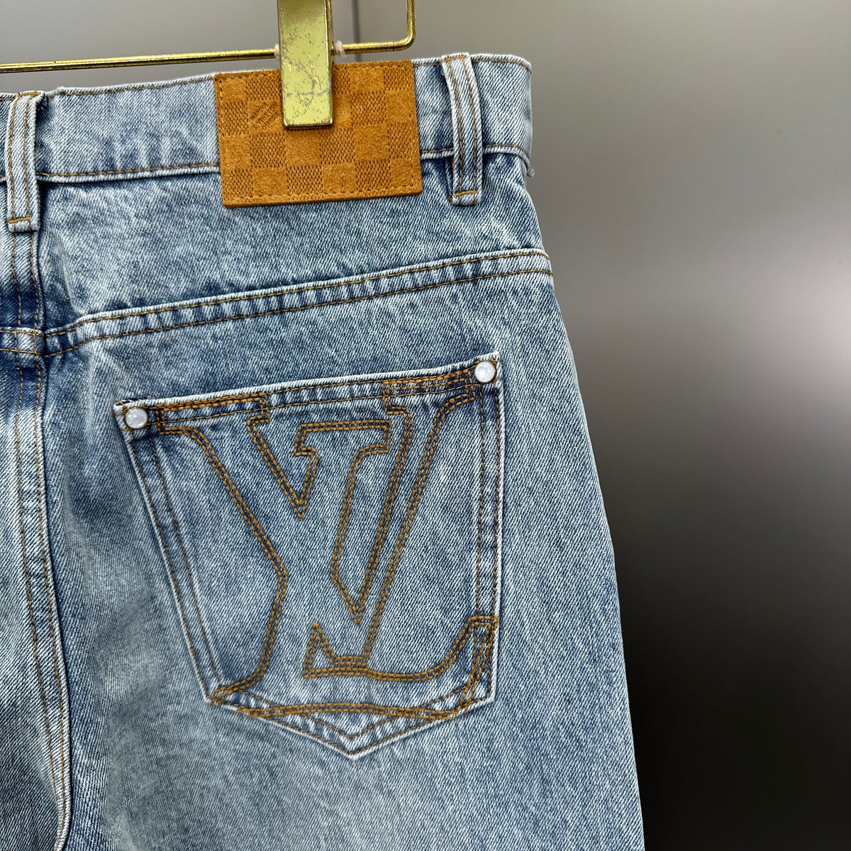 Louis Vuitton Light Indigo Denim Trousers with Heritage Leather LV Patch