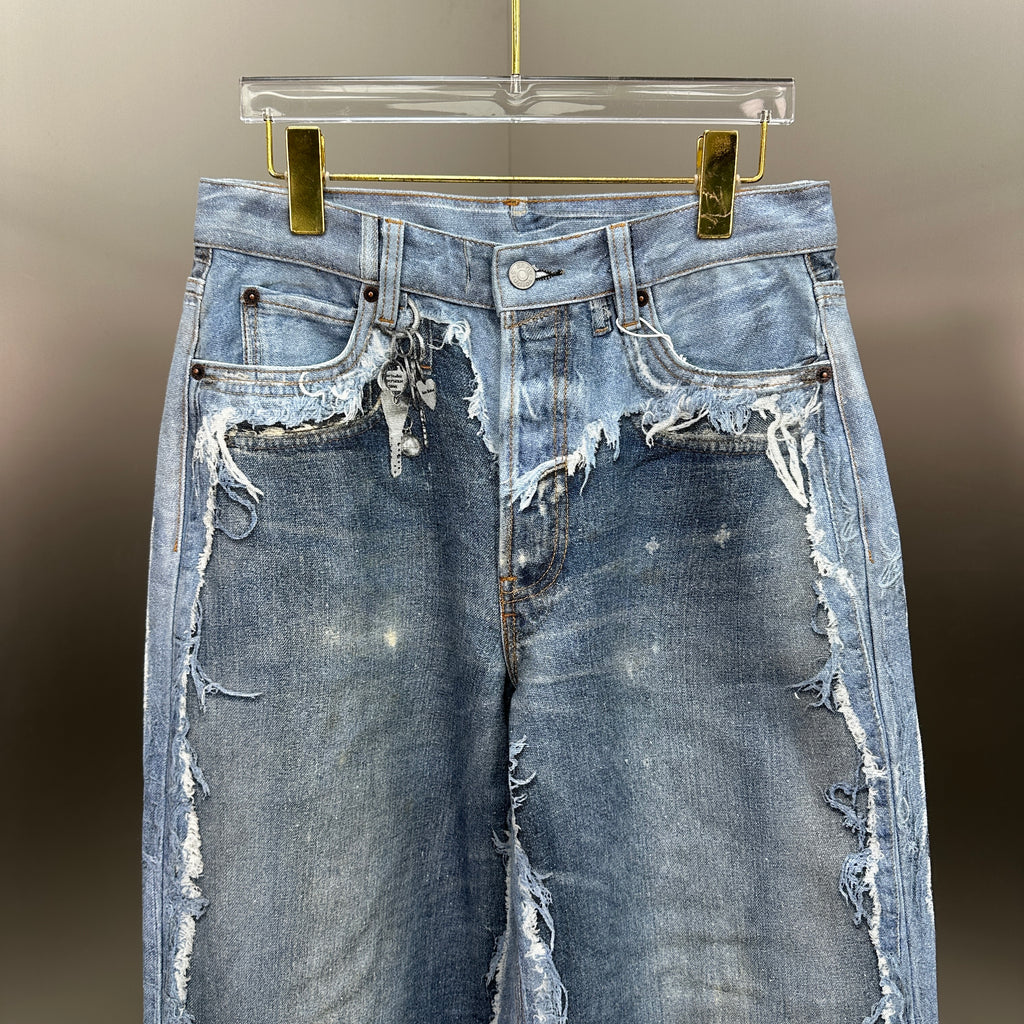 Acne Studios Deconstructed Frayed Denim Panel Jeans