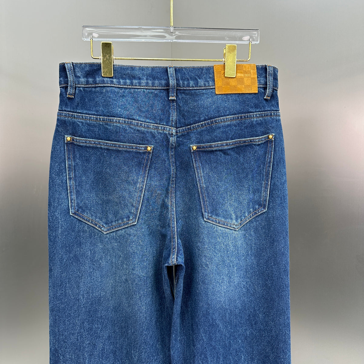 Louis Vuitton Rolled Hem Monogram Canvas Detail Denim Trousers
