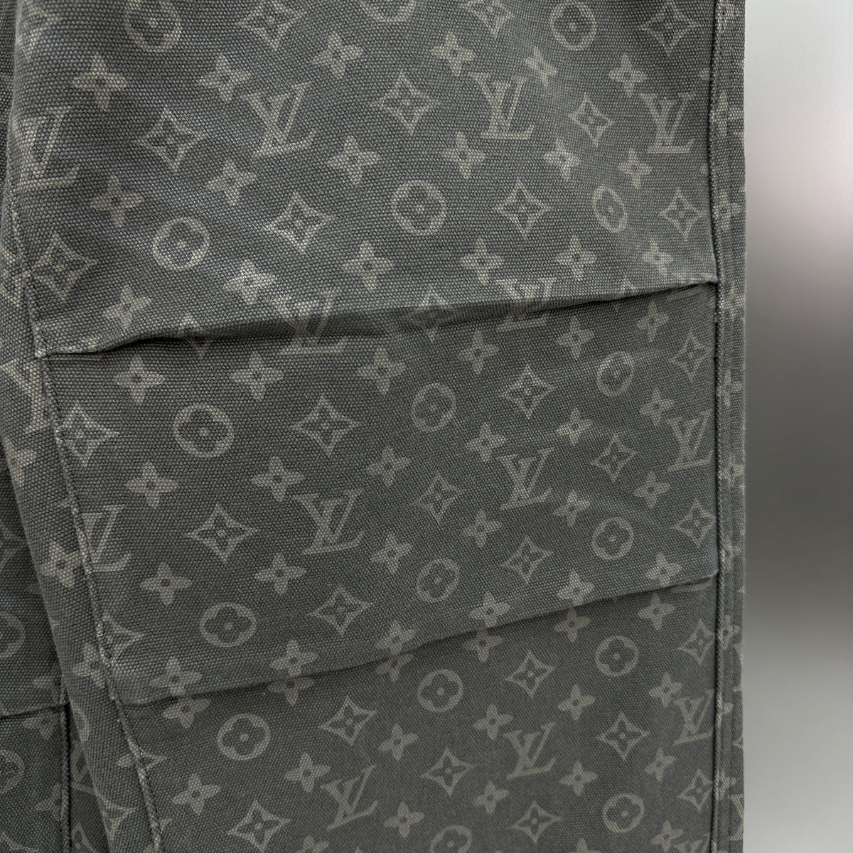 Louis Vuitton All-Over Monogram Charcoal Workwear Denim Trousers