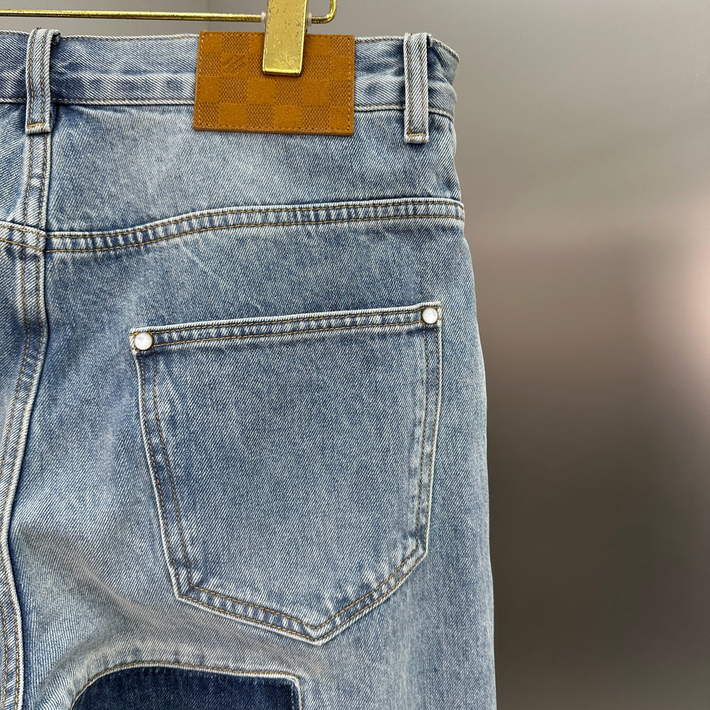 Louis Vuitton Multi-Wash Monogram Denim Trousers with Raw Hem