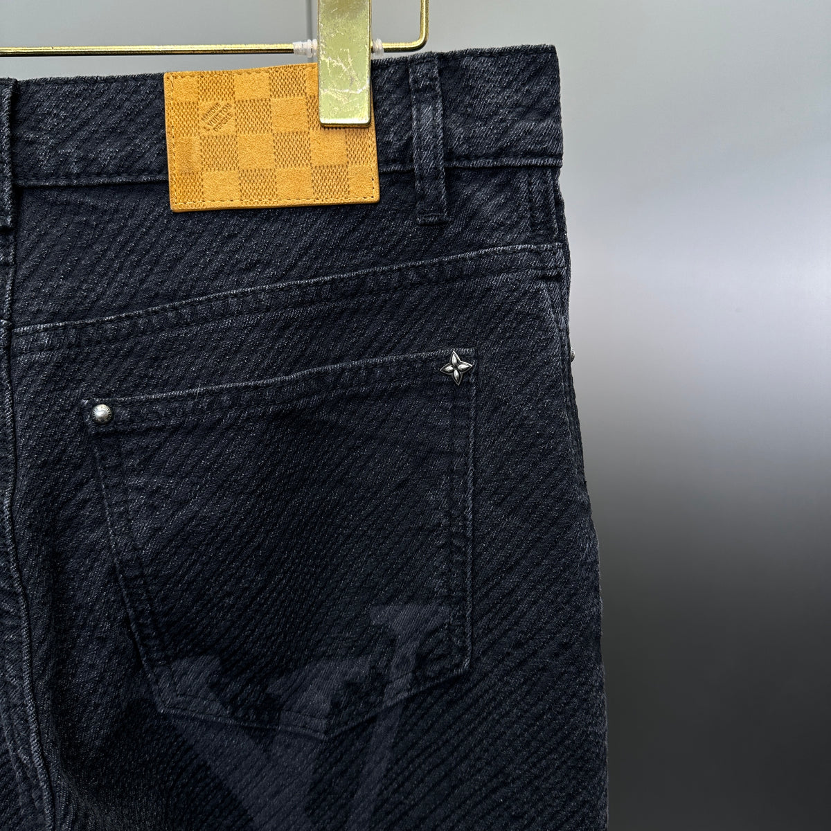 Louis Vuitton Tonal Oversized Monogram Jacquard Denim Trousers – Charcoal