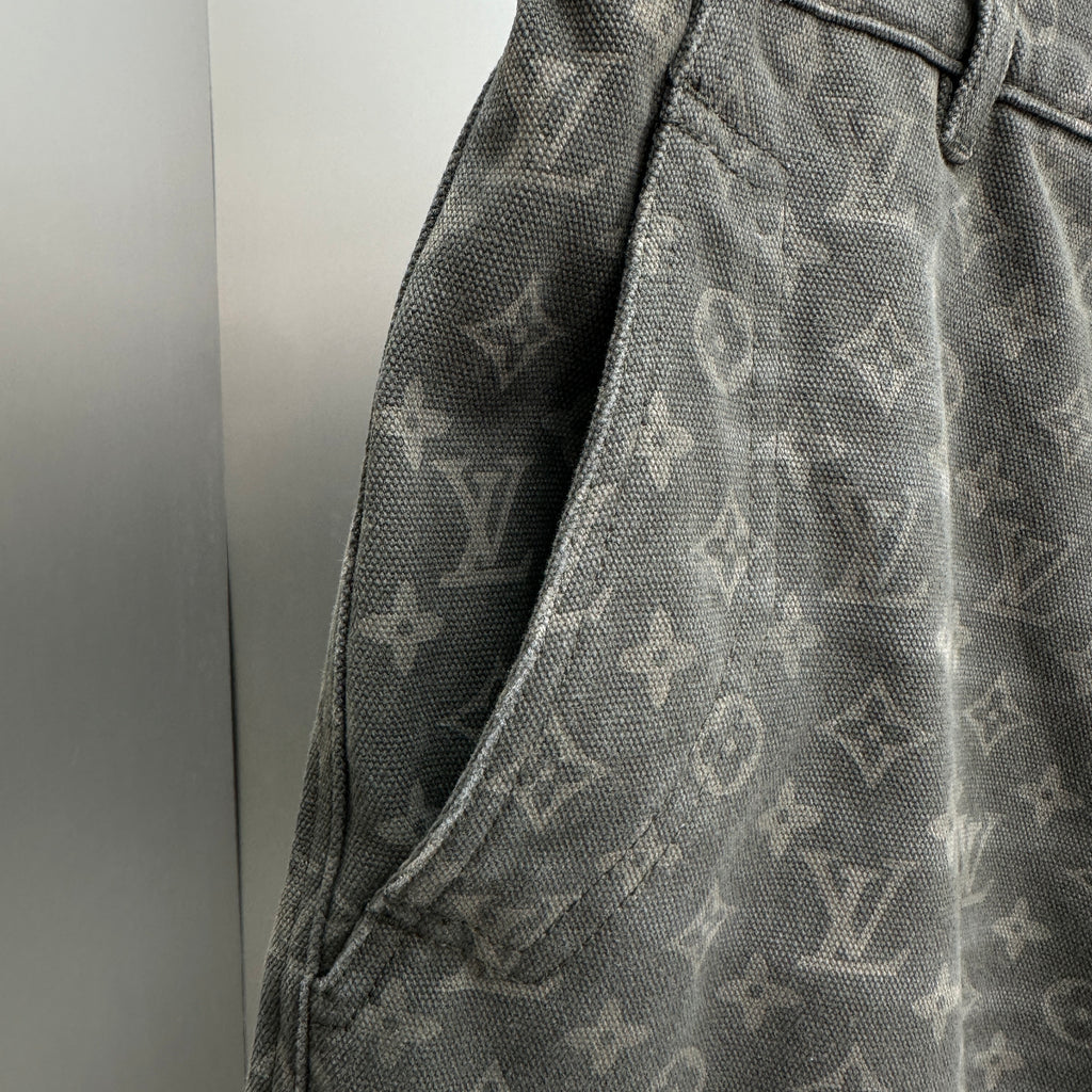Louis Vuitton All-Over Monogram Charcoal Workwear Denim Trousers