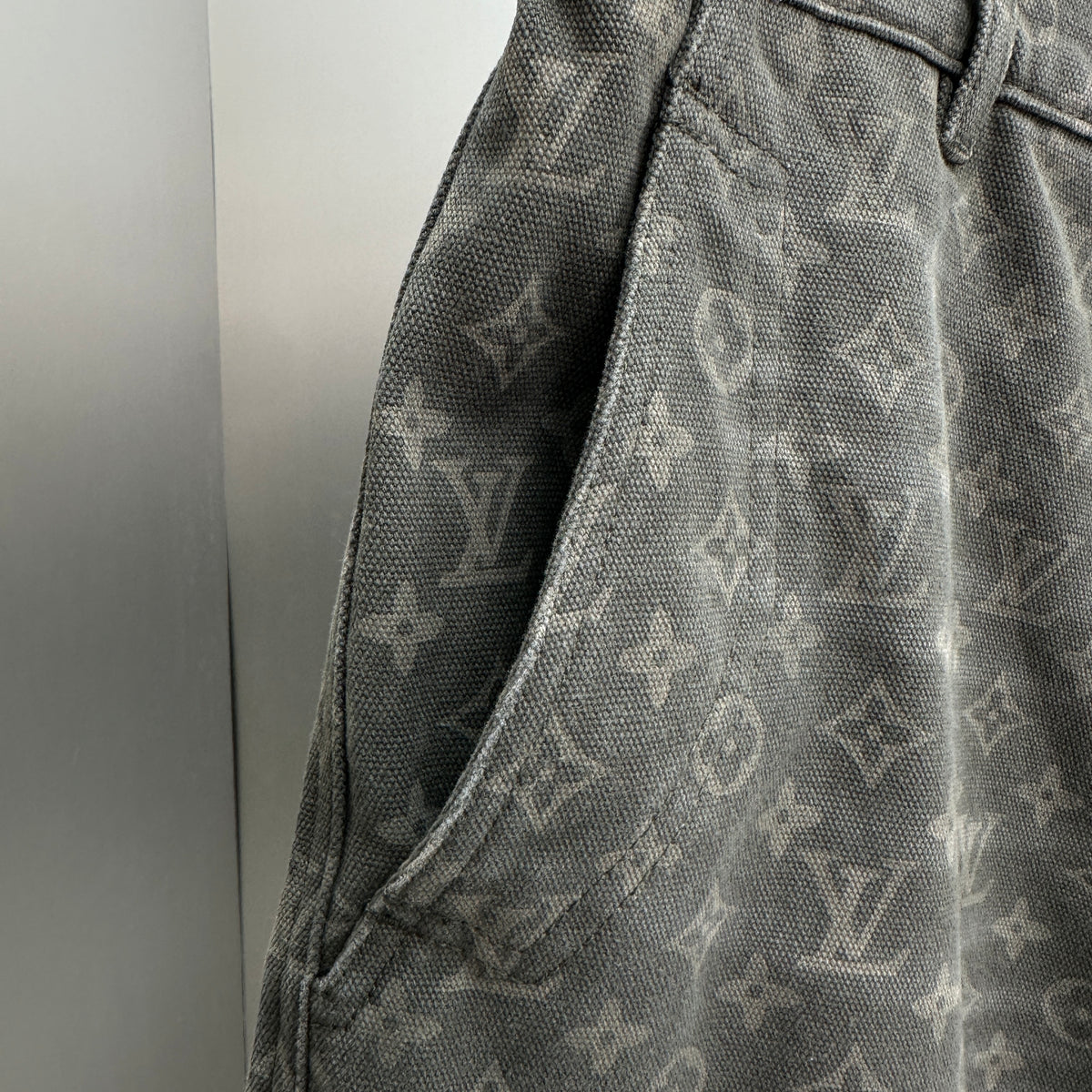 Louis Vuitton All-Over Monogram Charcoal Workwear Denim Trousers